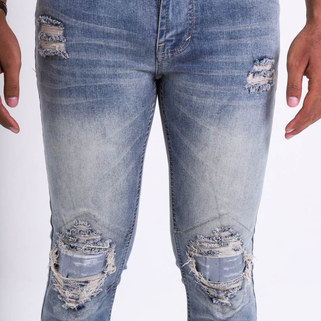 Weird Jeans - Blue Sky Ripped - Celana Jeans Panjang Pria Slimfit Ripped Jeans Stretch - Image 8