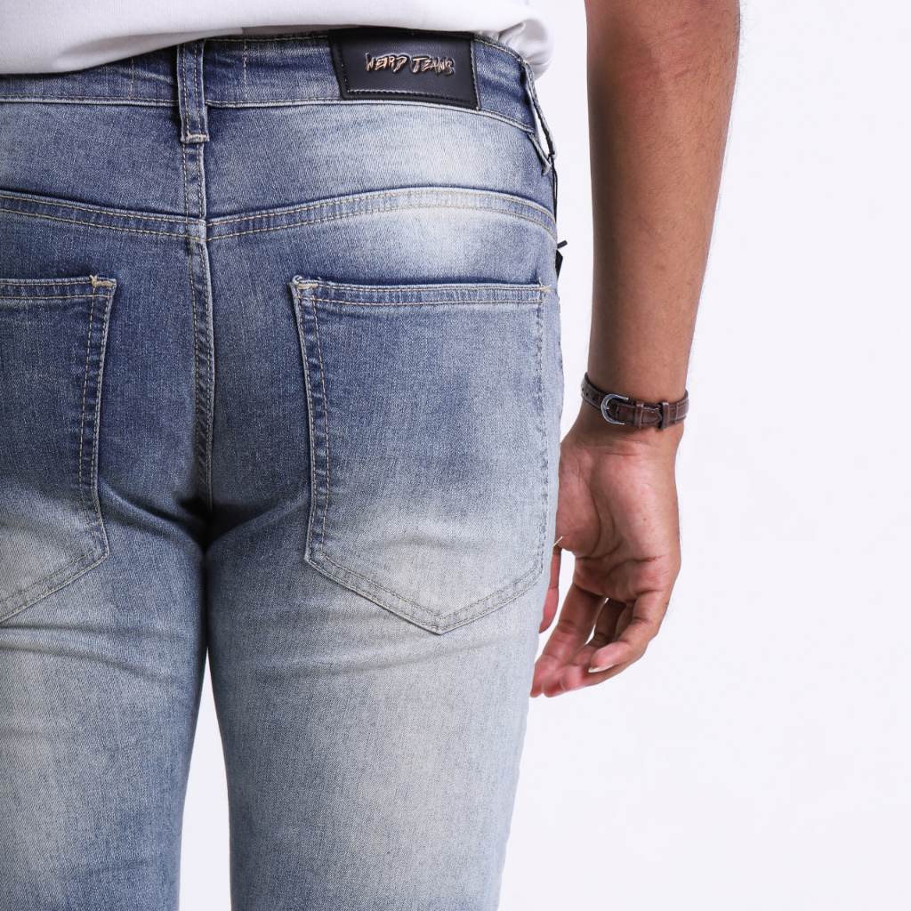 Weird Jeans - Blue Sky Ripped - Celana Jeans Panjang Pria Slimfit Ripped Jeans Stretch - Image 9