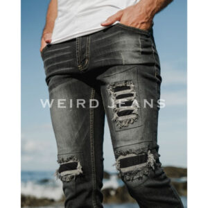 Weird Jeans  - Light Grey M88 - Celana Jeans Panjang Pria Slimfit Ripped Jeans Stretch