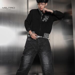 [Weird Jeans x Veltro Denim] Rebellion Grey - Panel Baggy Jeans Pria