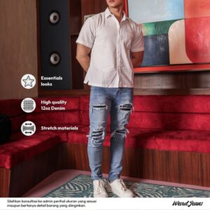 Weird Jeans - Vegas Blue - Celana Jeans Panjang Pria Slim Fit Strech Nyaman Ripped