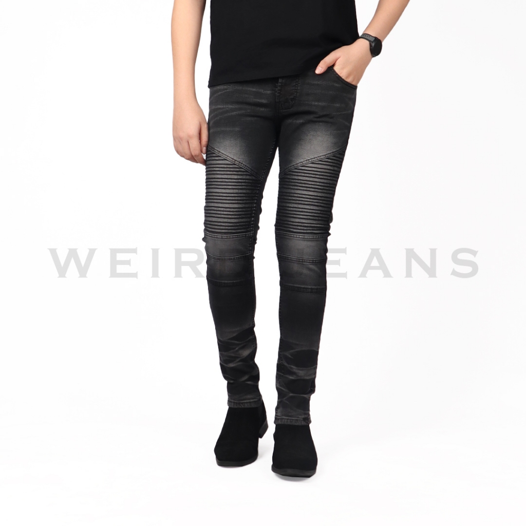 Weird Jeans - Biker Jeans Hamilton Grey - Celana Jeans Biker Panjang Pria Stretch Polos No Ripped Slimfit - Image 8