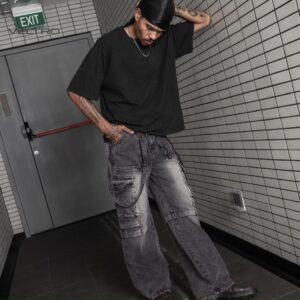 [Weird Jeans x Veltro Denim] Madness Grey - Baggy Cargo Jeans Pria