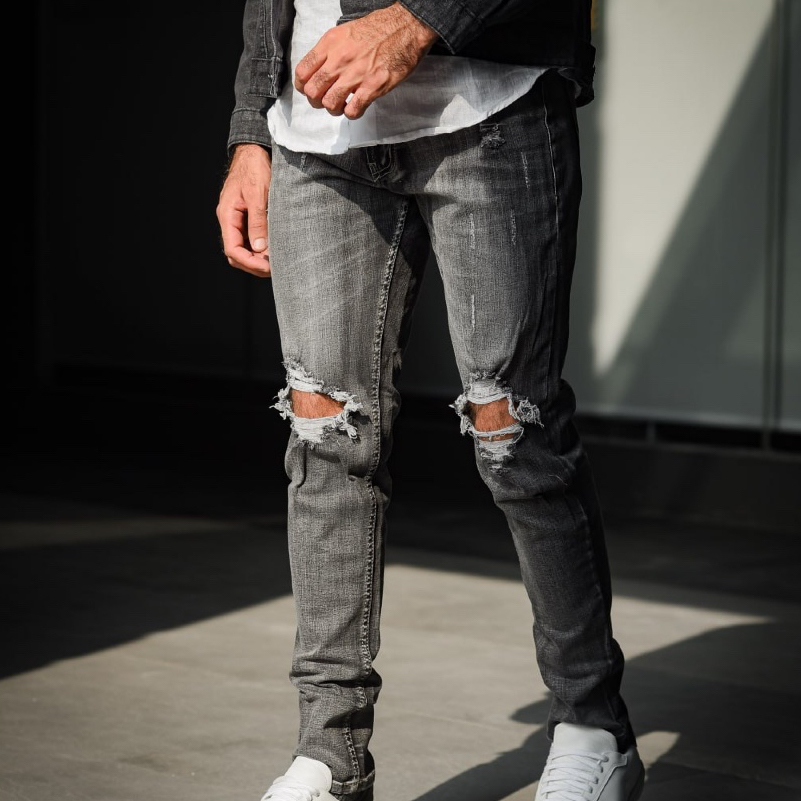 Weird Jeans - Destroyed denim Iron Grey - Celana Jeans Panjang Pria Slim Fit Ripped Jeans - Image 2
