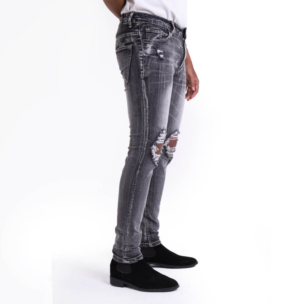Weird Jeans - Destroyed denim Iron Grey - Celana Jeans Panjang Pria Slim Fit Ripped Jeans - Image 5