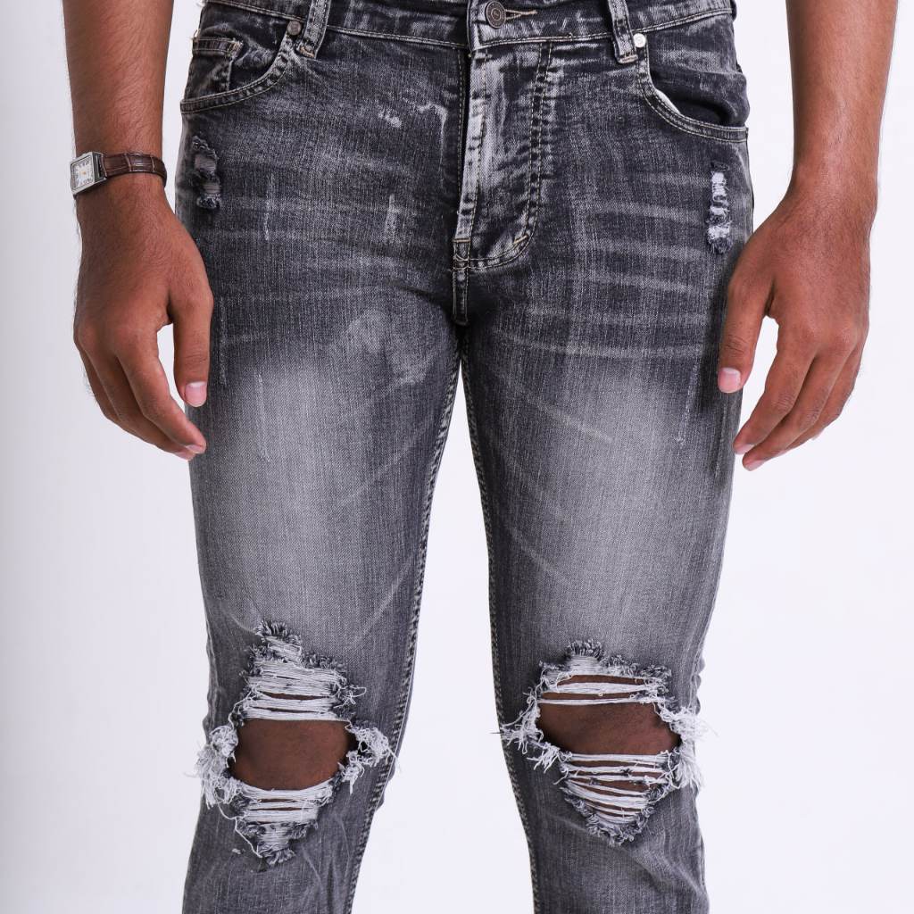 Weird Jeans - Destroyed denim Iron Grey - Celana Jeans Panjang Pria Slim Fit Ripped Jeans - Image 6