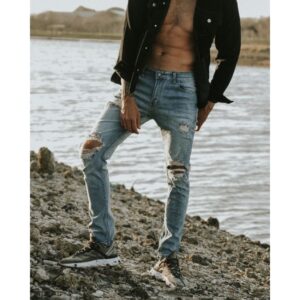 Weird Jeans -  Blue Parsley -  Celana Jeans Panjang Pria Slimfit Ripped Jeans Stretch Sobek