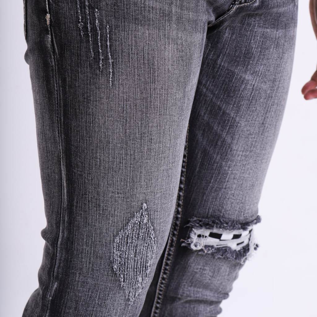 Weird Jeans - Grey Chess S04 - Celana Jeans Panjang Pria Slimfit Ripped Jeans Stretch - Image 9